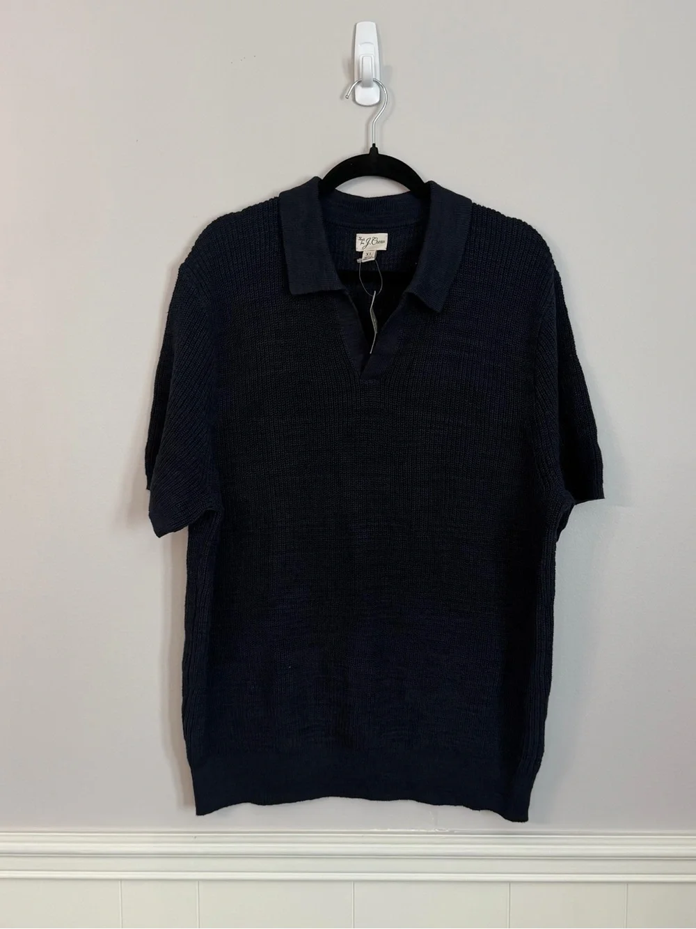 J. Crew Men’s Knit Short Sleeve Linen Cotton Blend Johnny Collar Polo Sz XL NWT